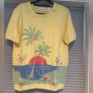 Alfred Dunner beach themed shirt sleeve sweater